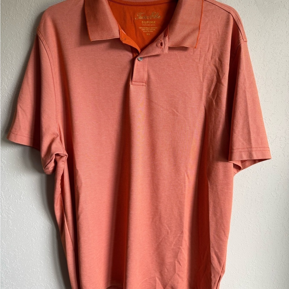Men’s XL Orange Tasso ElbaPreppy Business Casual Short Sleeve Polo Shirt